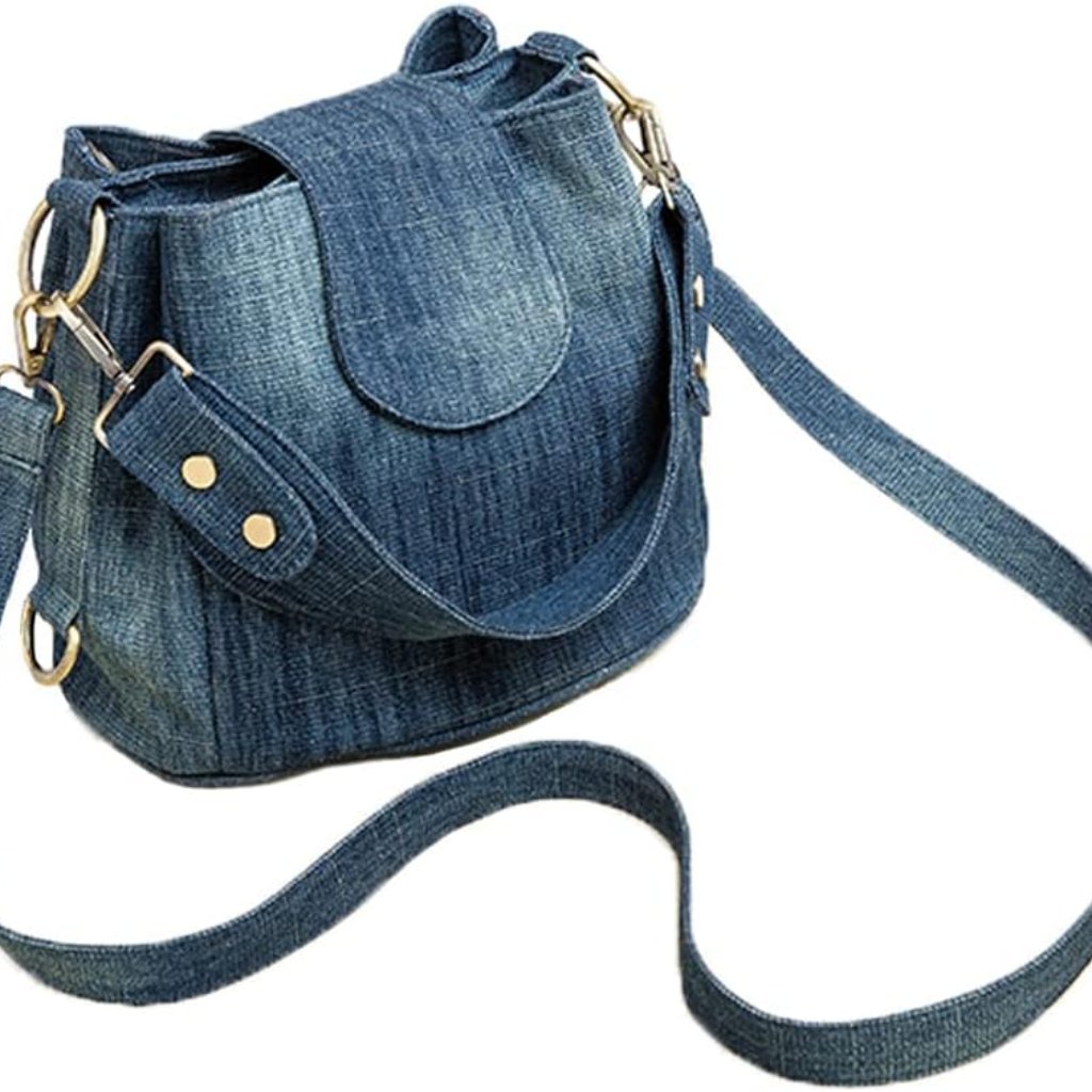 Casual Denim Bucket Shoulder Handbag Women Crossbody Bags Large Capacity Female